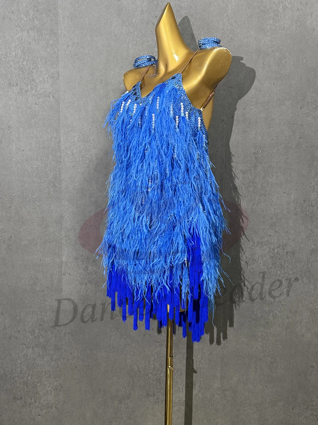 ชุดเต้นลาตินประดับคริสตัลสำหรับผู้หญิง งานสั่งตัดระดับไฮเอนด์ แต่งพู่ห้อยเต็มตัว ชุดเต้นแซมบ้า ชุดแสดง