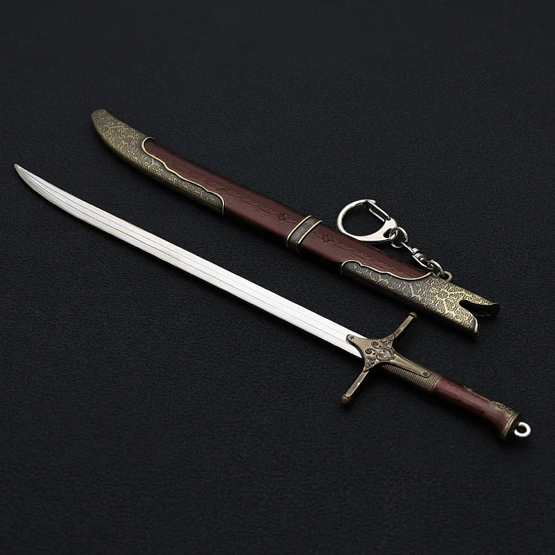 Espada Aerondight de 22CM de Metal completo con funda, hoja plateada, arma coleccionable, modelo Monster Slayer, artefacto inspirado
