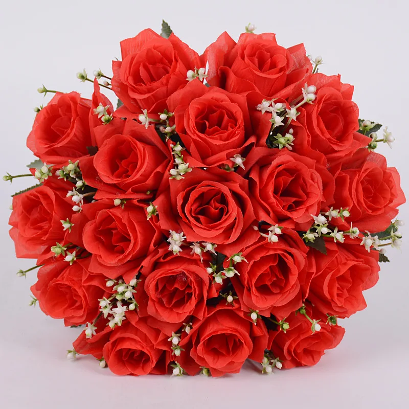 

Simulated Rose Bundle Silk Flower 18 Head Korean Wedding Bridal Living Room Handheld Flower Ornament Arrangement Various Colors