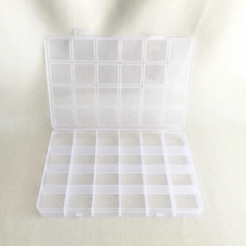 Practical 24 Grid Compartment Plastic Transparent Storage Box Jewelry Earring Bead Screw Holder Case Display Organizer Container