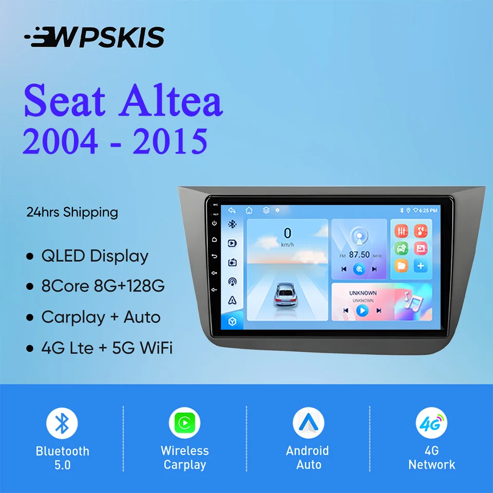 Android 14 8G+128G For Seat Altea 2004 - 2015 Toledo Car Radio Stereo Video Multimedia Player GPS Navi HU 4G Lte WiFi Carplay