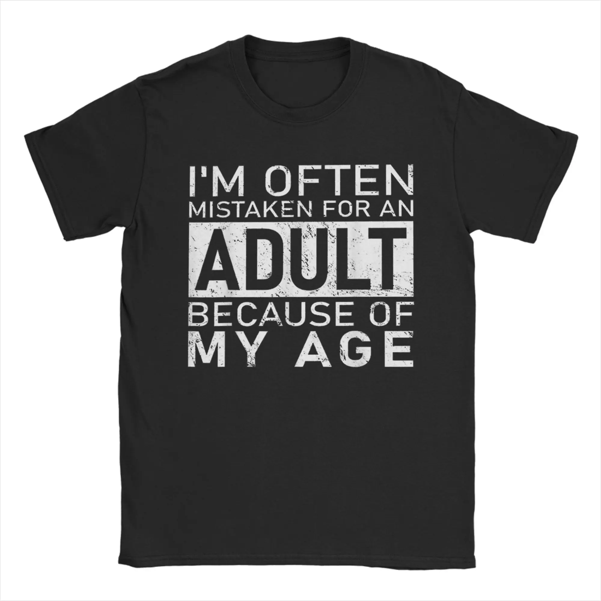 Camiseta divertida de manga corta con cuello redondo para hombre, camiseta de verano con texto en inglés "I'm Often Mistaken For A Un adulto porque de mi era"