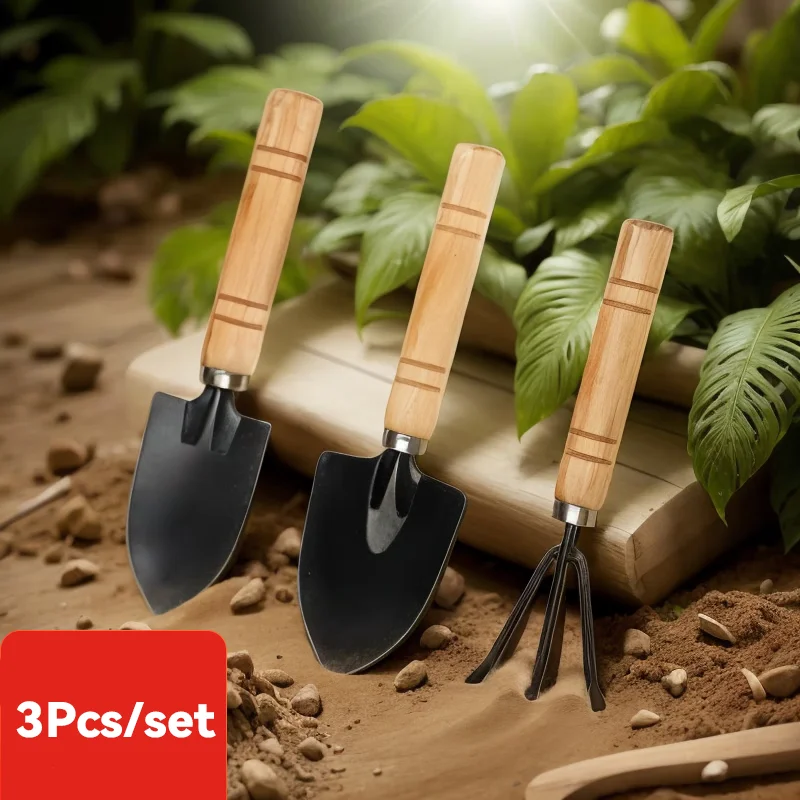 

2025 New 3Pcs/Set Garden Tool Set Mini Gardening Kit with Rake Trowel and Shovel for Succulent Plants and Soil Cultivation