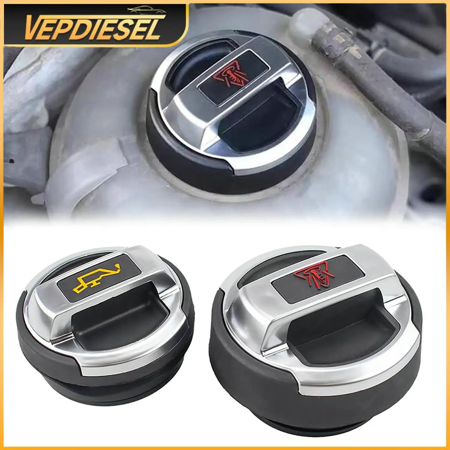 

420121321 420103485B 2Pcs Auto Coolant Oil Filler Expansion Tank Cap Cover Set for VW Scirocco Passat Skoda Audi R8 Tank Cap Lid