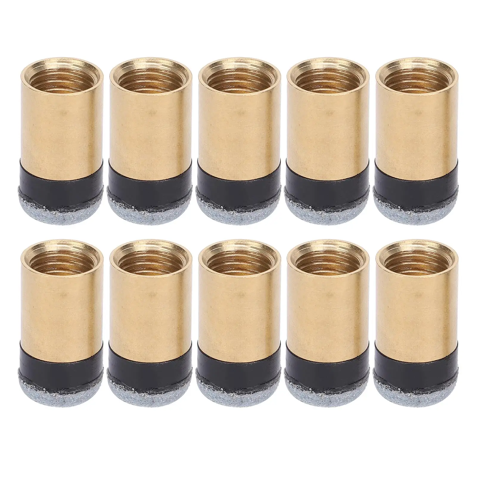 10pcs Copper PU Leather Pool Cue Tips Snooker Ferrule Set