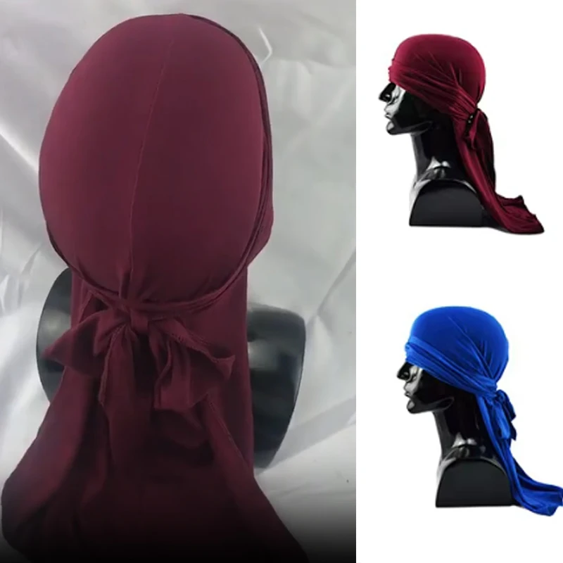 

Мужская кепка Durags на Хэллоуин, хип-хоп, пиратская кепка для косплея, эластичные повязки на голову, байкерский тюрбан, головные уборы, женские аксессуары для волос Durag