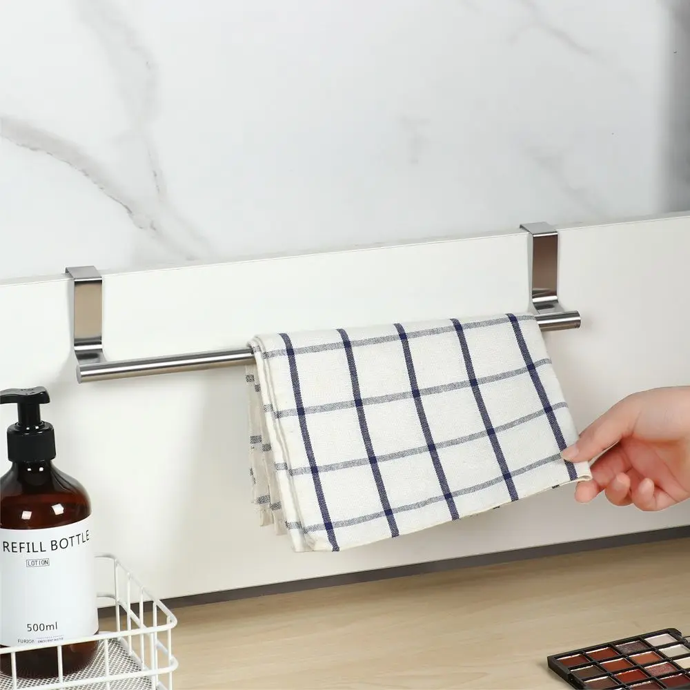 Towel Rack Over Door Towel Bar Hanging Holder Stainless Steel Bathroom Kitchen Cabinet Towel Rag Rack Shelf Hanger