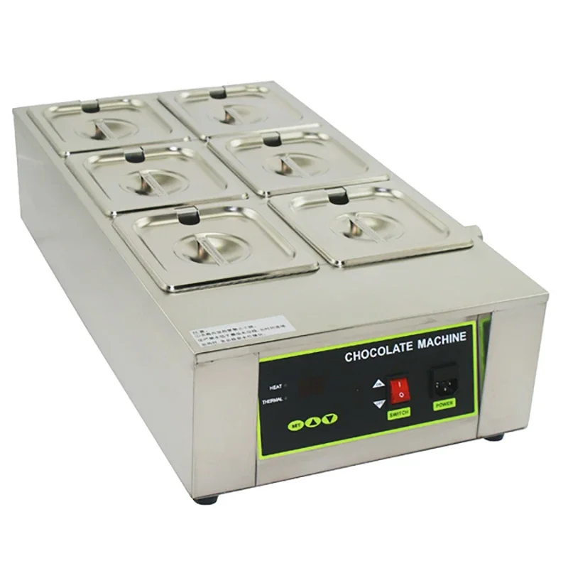 

6 Pots Tempering Chocolate Melting Machine Hearts Warming Machine Automatic Chocolate Machine For Sale