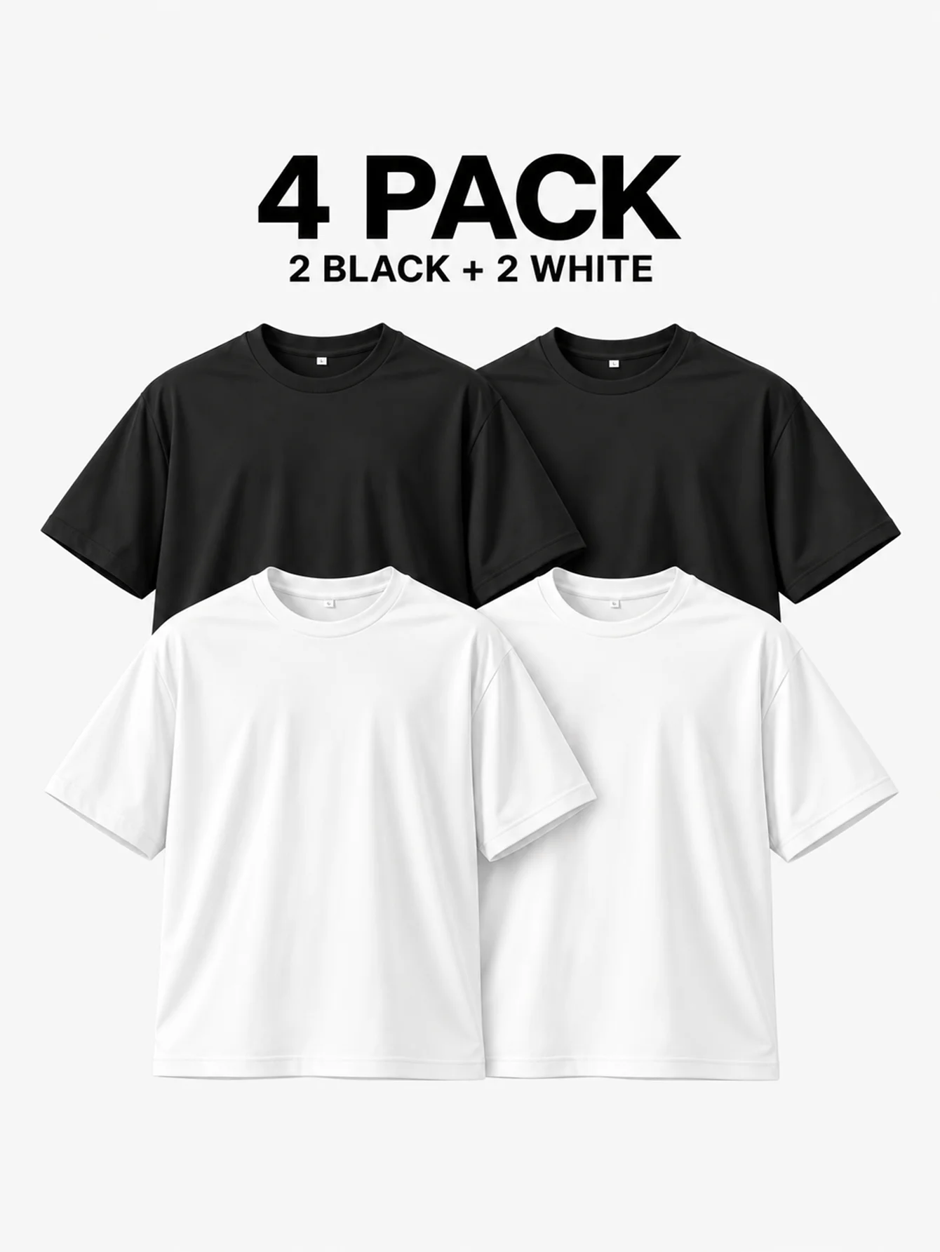 Camiseta casual fitness masculina e feminina, pacote com 4 peças, cor sólida, gola redonda, básica, manga curta, macia, respirável, para uso diário, verão, S-2XL