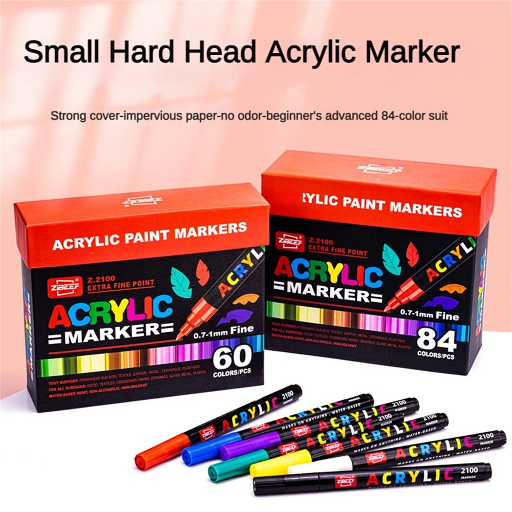 36/60/84 Colors Press Hard Head Painting Art Marker Acrylic Ink School Stationery Permanent Acrylic Paint Marker Pen Set