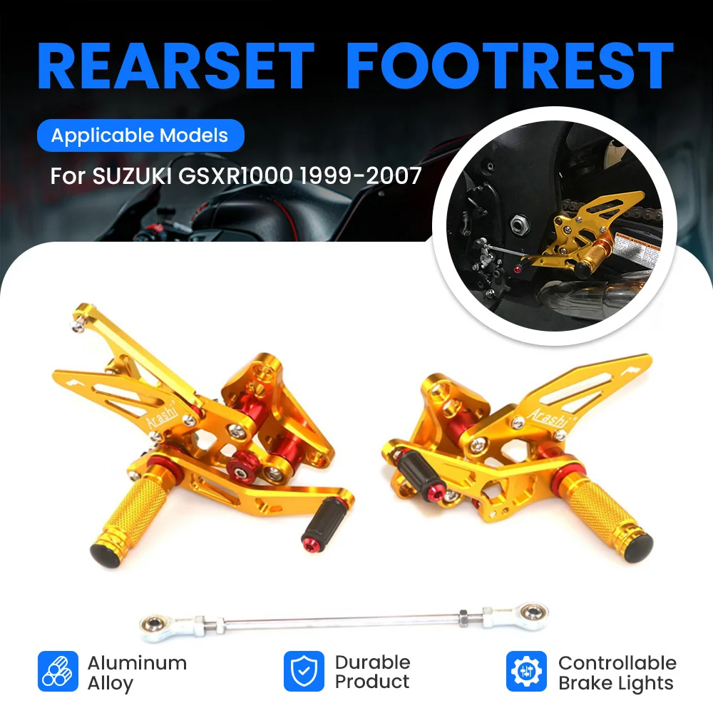 

ARASHI Motorcycle Front Foot Pedal Foot Rset Foot Pegs Rear Set Rearset For SUZUKI GSXR1300 GSX1300R HAYABASA 1999-2007