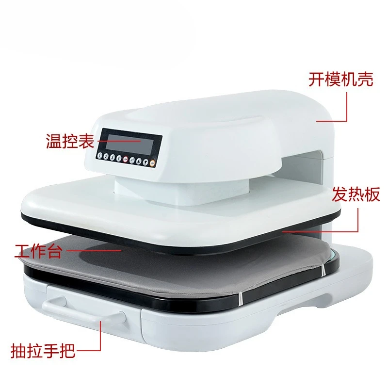Electric automatic hot press clothes printing machine baseplate pullable set garment 38 * 38cm heat transfer machine
