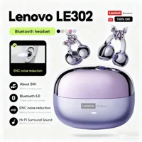 Auriculares con clip para la oreja Lenovo LE302 TWS |   Bluetooth 6.0, sonido HIFI, baja latencia, control táctil, batería de larga duración con micrófono