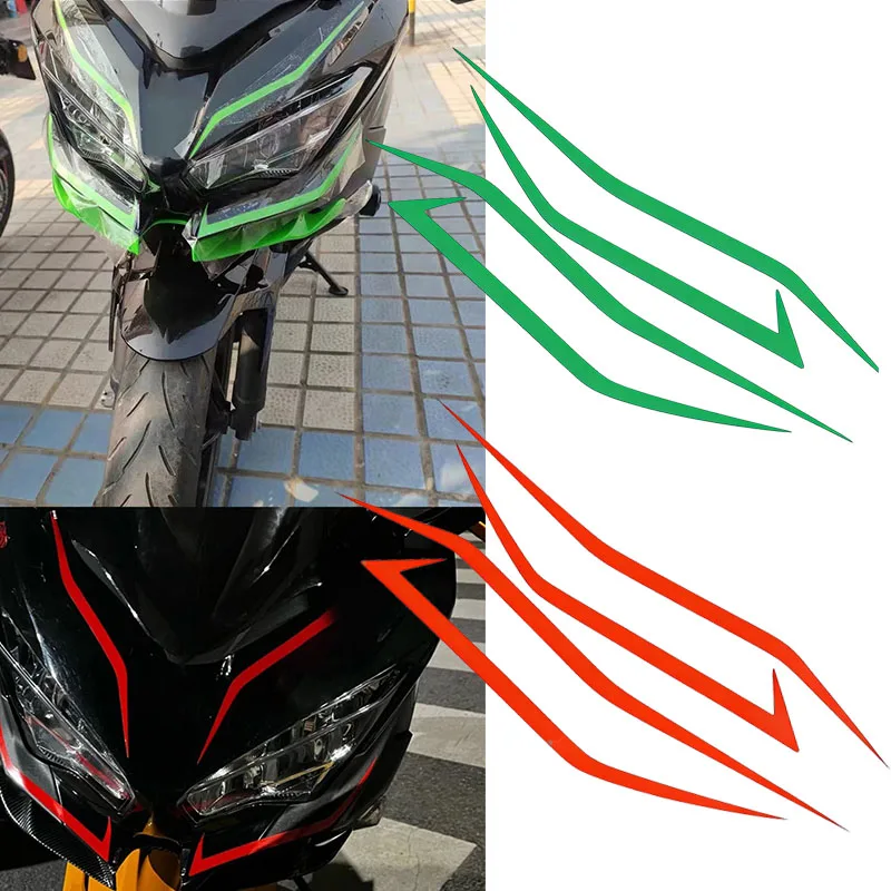 

Curvy Motorcycle Fairing Stickers Motorbike Decorative Reflective Cool Front Cowl Headlight Racing Helmet Self-adhesive Decals