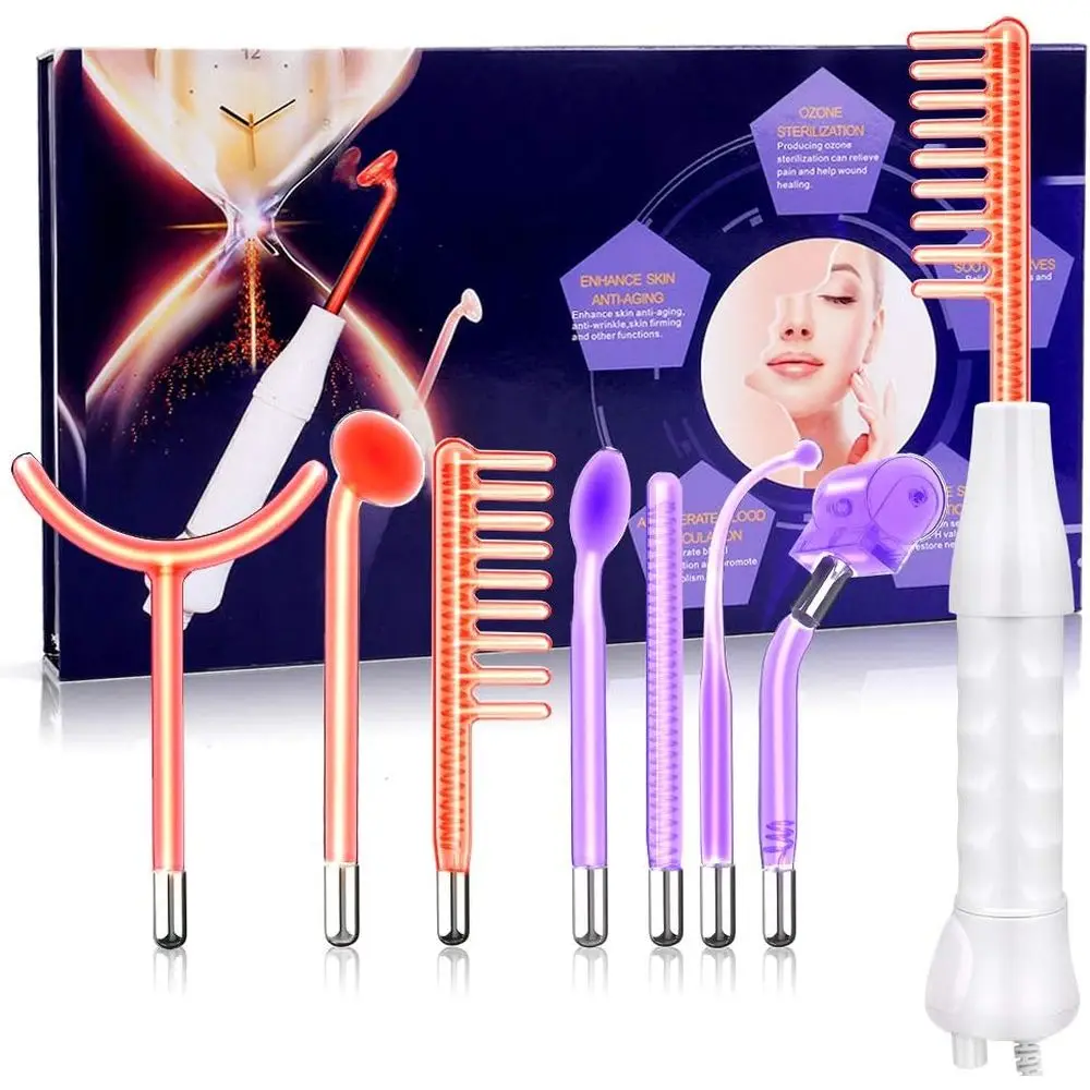 

Portable High-Frequency Wand with 7 Multi-Colored Tubes