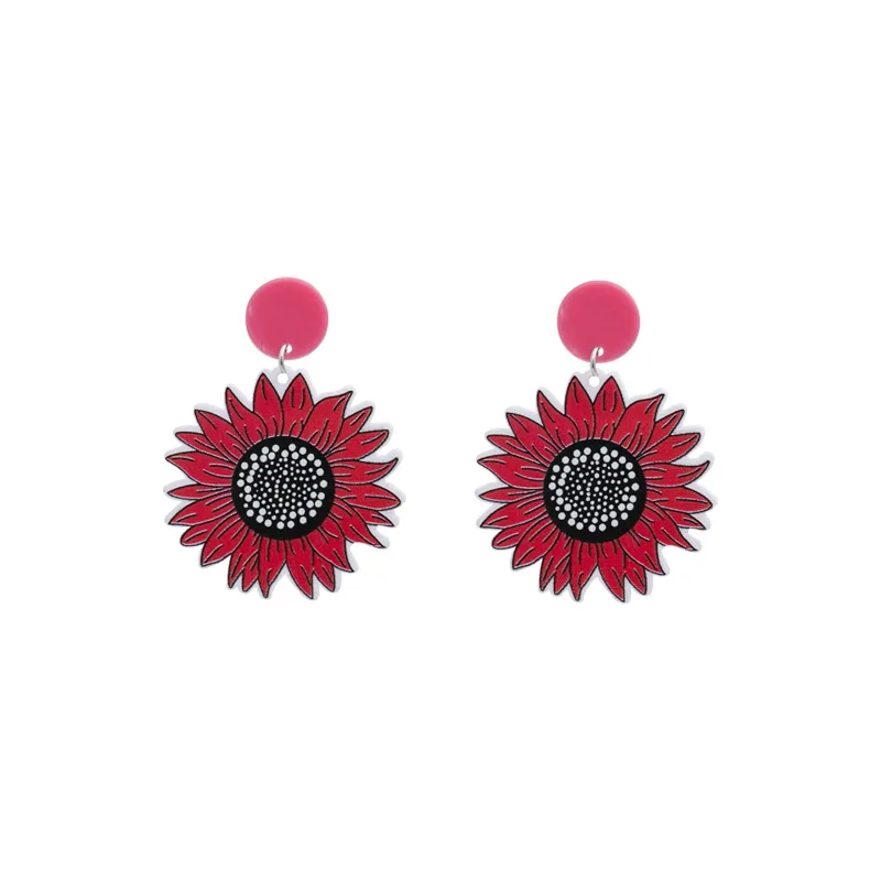 2024 New in Acrylic Sunflower Hanging Earrings for Women Korean Fashion High Quality Piercing Ear Jewelry Summer Daily Eardrop