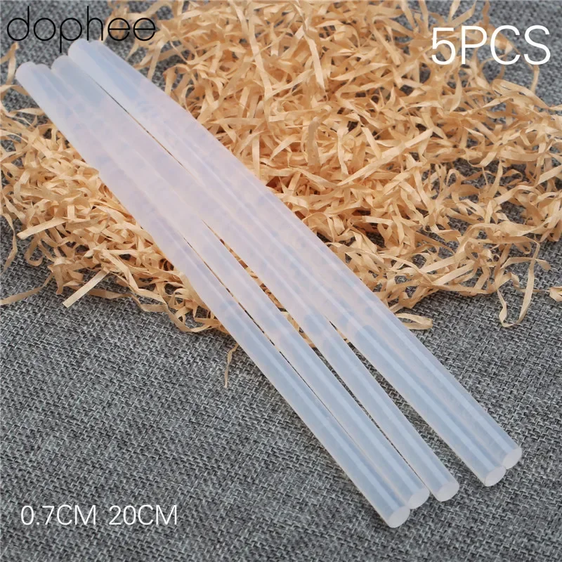 5Pcs 7mmx20cm Clear Hot Melt Gun Glue Sticks Plastic Transparent Sticks for Glue Gun Craft Hobbies DIY Repairs Tools Hot dophee