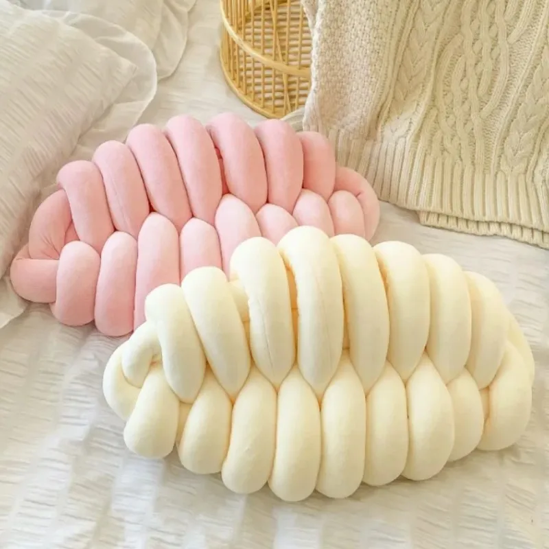 Handmade Gift Knot Pillow Leaves Cushion Cream Pink Black Green Throw Pillows Cute Cushion Knotted Plush Aesthetic Lumbar Pillow