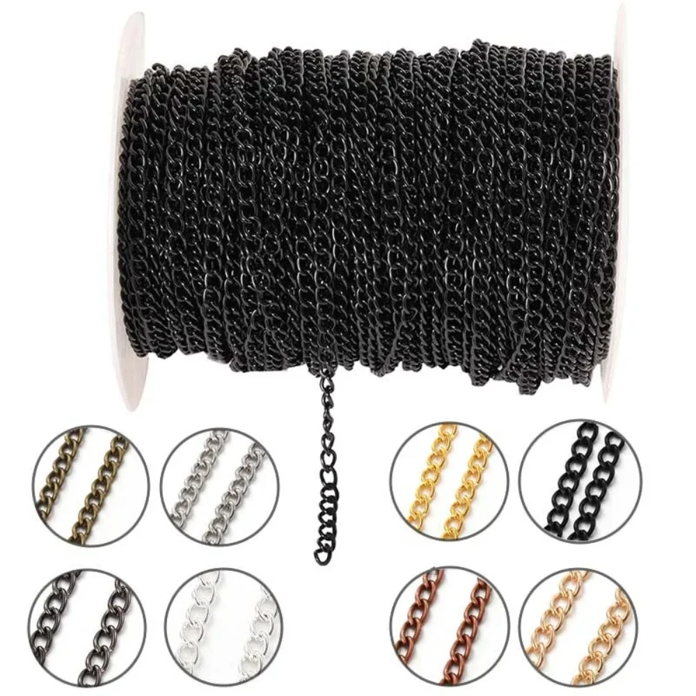 Cadena fina de extensión plana de 2 metros, 2,5/3,5/4,5mm, cadena de Metal, collar DIY, cadena para el cuerpo, accesorios de cadena para hacer joyas