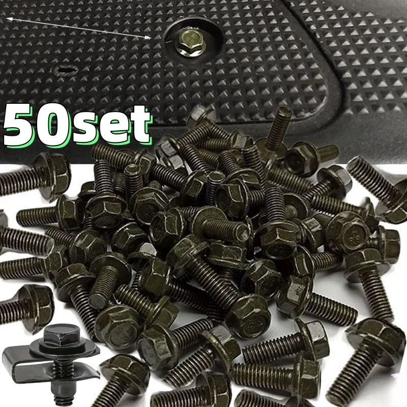 Car Body Bolts & U-nut Clips M6 Engine Cover Undertray Splash Shield Guard Bumper Fender Liner Retainer Fastener Rivet Screws