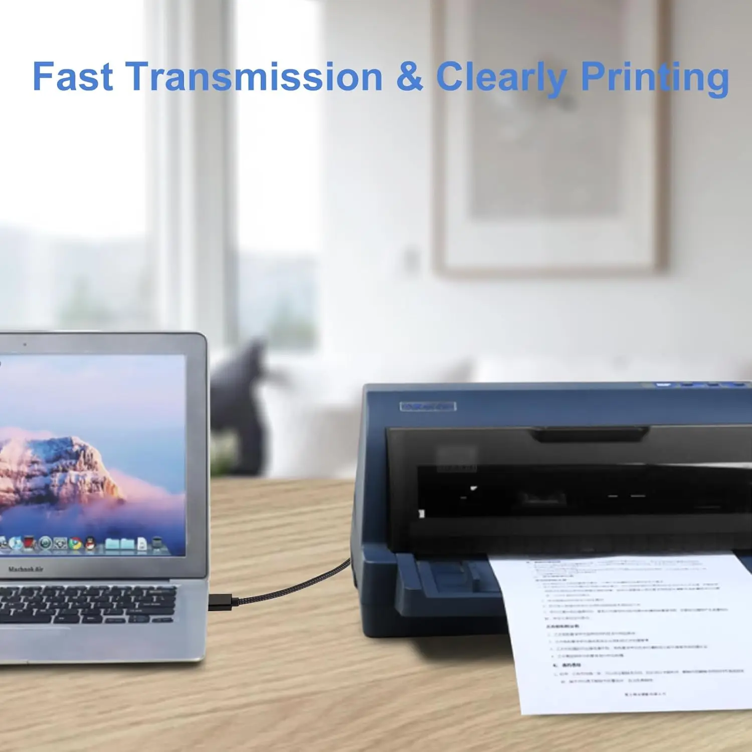 Кабель принтера USB 2.0 длиной 10 футов, шнур USB-A «папа» — «папа» USB-B, кабель принтера сканера с нейлоновой оплеткой, совместимый с HP, Canon, Brother