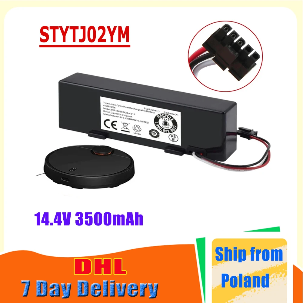 18650 4S1P 14,8V 3500mAh batería barredora para Xiaomi Mijia Mi Robot aspirador-mopa P barrido fregona Robot STYTJ02YM batería