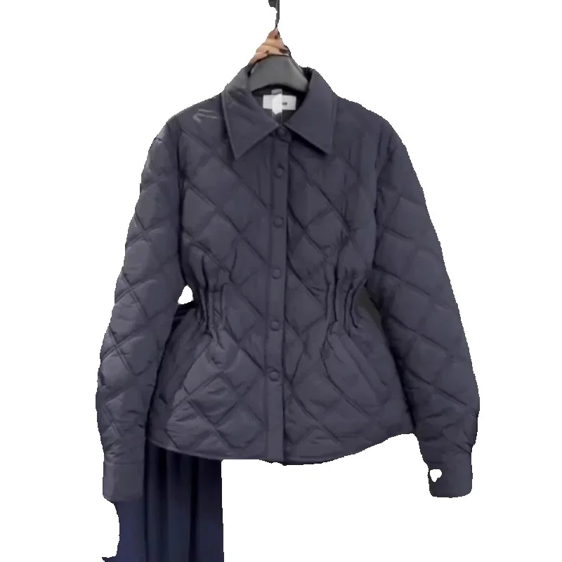 Giacca in cotone autunno inverno donna 2025 nuova moda allentata casual tenere al caldo cappotto in cotone la vita tuta sportiva nera femminile
