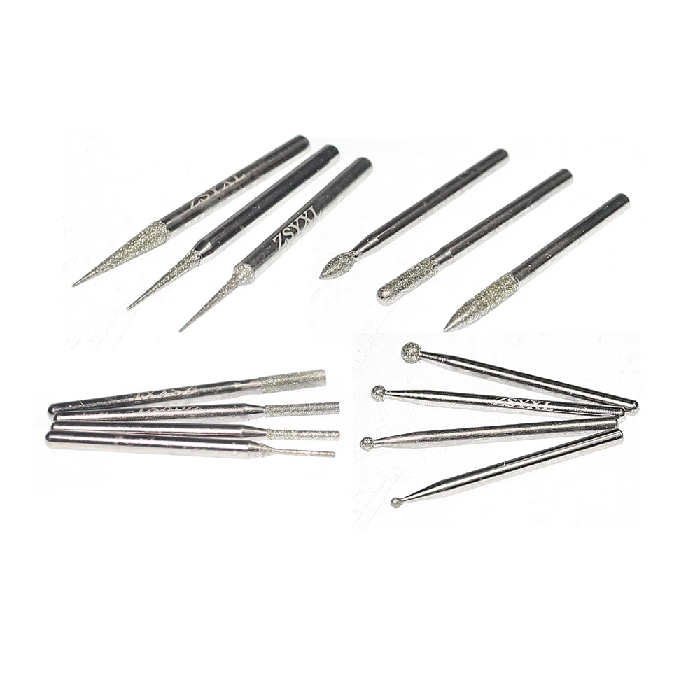 10/14 pcs Premium Diamond Grinding Head Point Engraver Bits Burrs for jewelry Alloy Jade Carving