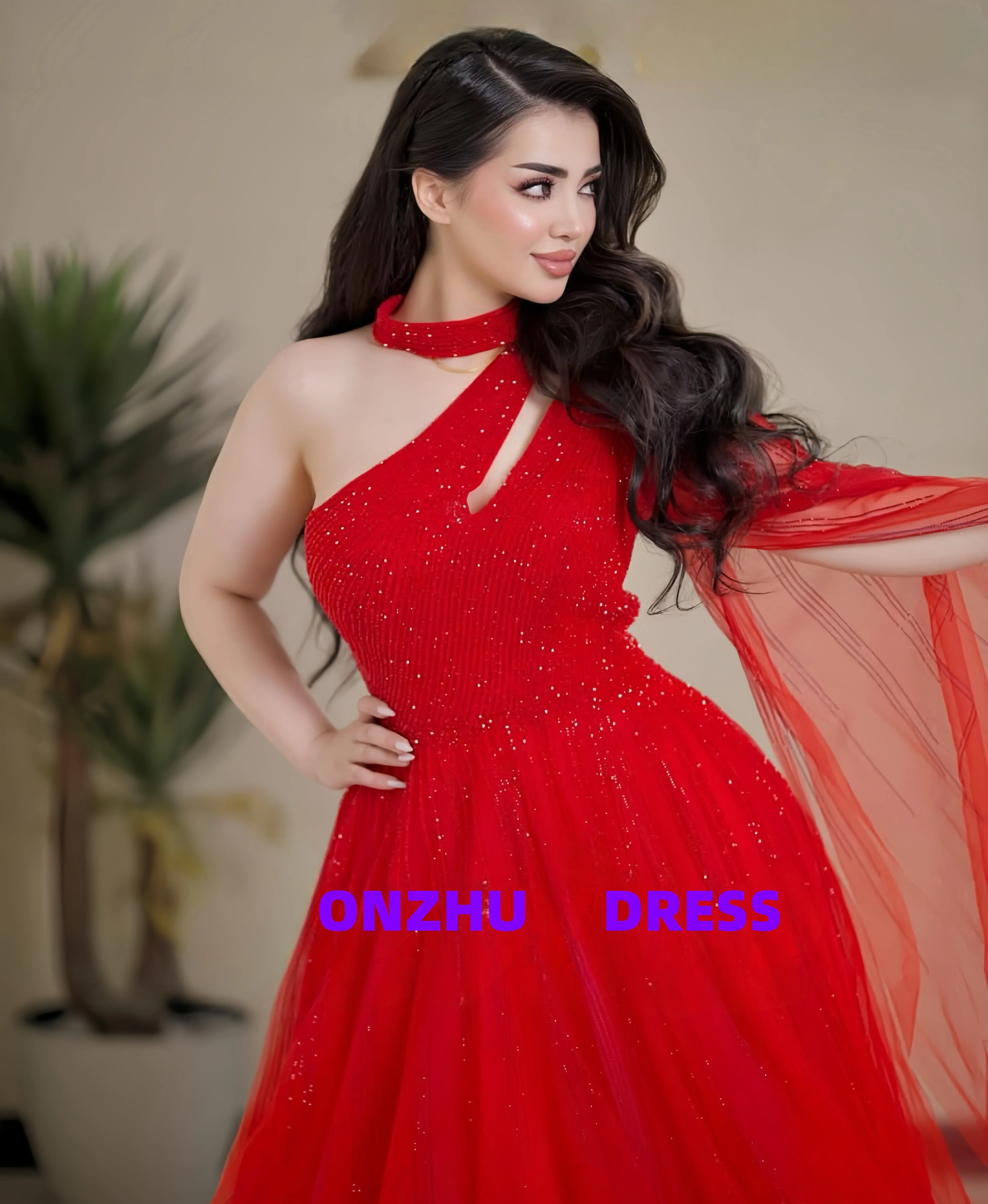 Personalizzato monospalla senza maniche A-LINE abiti da sera eleganti abiti da sera di lusso abiti da gala abiti da gala Party