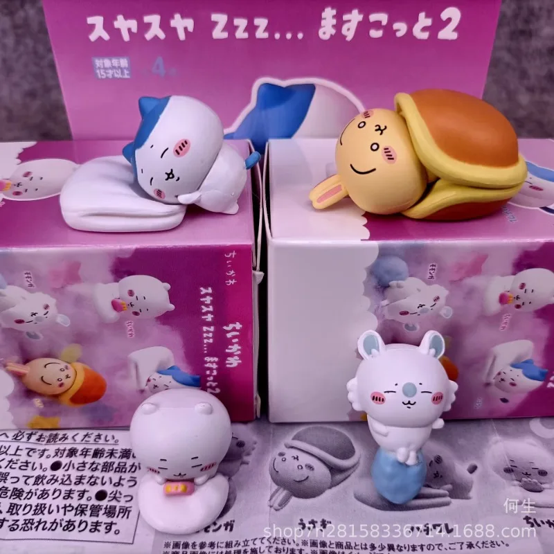 

Sleeping Chiikawa Self Deprecating Bear Usagi Hachi Gashapon Blind Box Mini Food Figure Cute Desk Decor Collectible Gift