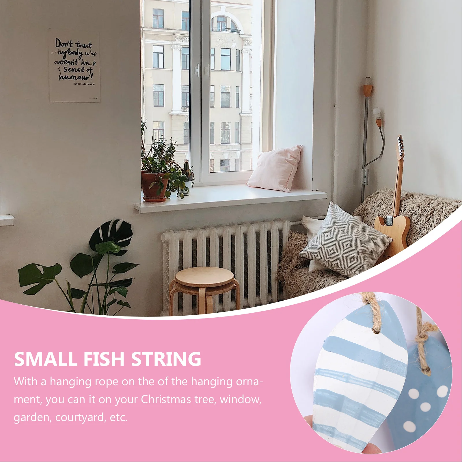

Small Fish String Wooden Fish Sea Pendant Hanging Decoration for Christmas Party Kindergarten Home Sea Pendant