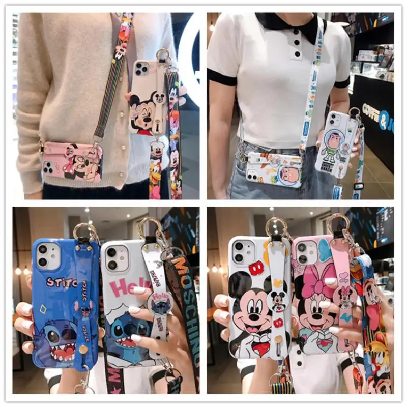 Sanrio Mymelody Case Stitch Imd Material Suitable for Iphone14/13/12/11Promax Wrist Strap Fashion Bracket Rope Soft Shell