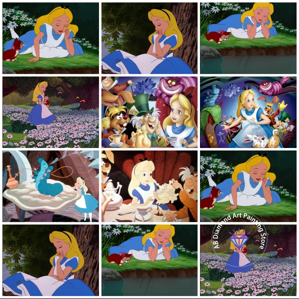 

Alice in Wonderland Embroidery AB Diamond Painting Kit Square Round Diamond 5D DIY Mosaic Handmade Art Exquisite Gift Home Decor