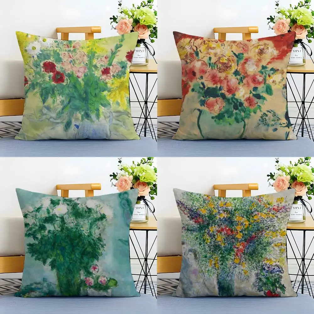 Artist Dreamy Surreal Painter M-Marc Chagall Cushion Cover Washable Linen Pillowcase Soft  for Sofa Bed Cozy Home Room Decor