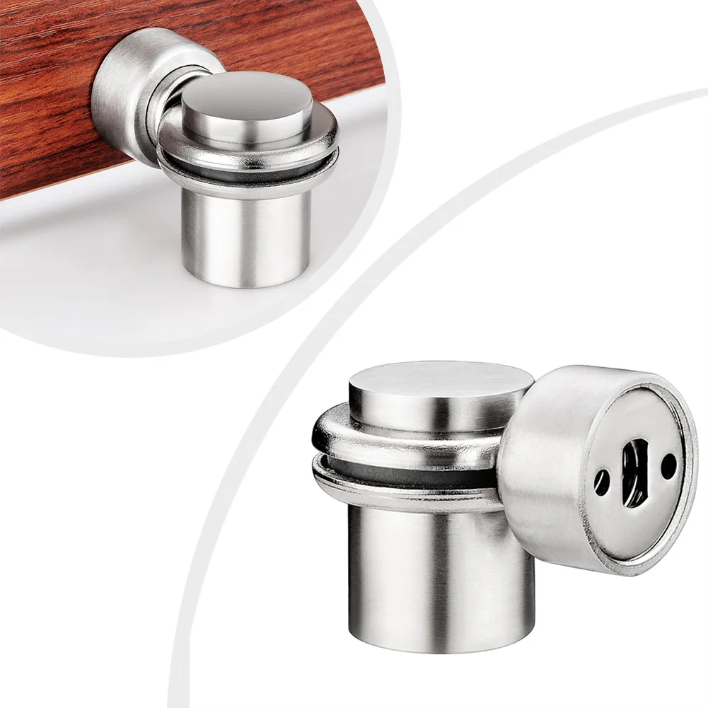 

43*30mm Door-Plug Stainless Steel Solid Door Stopper With Built-in Spring Anti-Collision Door Stop Hardware Home Improvement Kit