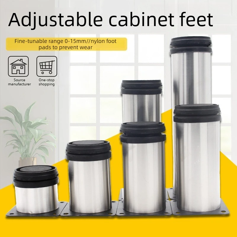 

12pcs Stainless Steel Hardware TV Desk House Cabinet Table Feet Bed Foot Round Adjustable Furniture Legs Sofa Multifunction