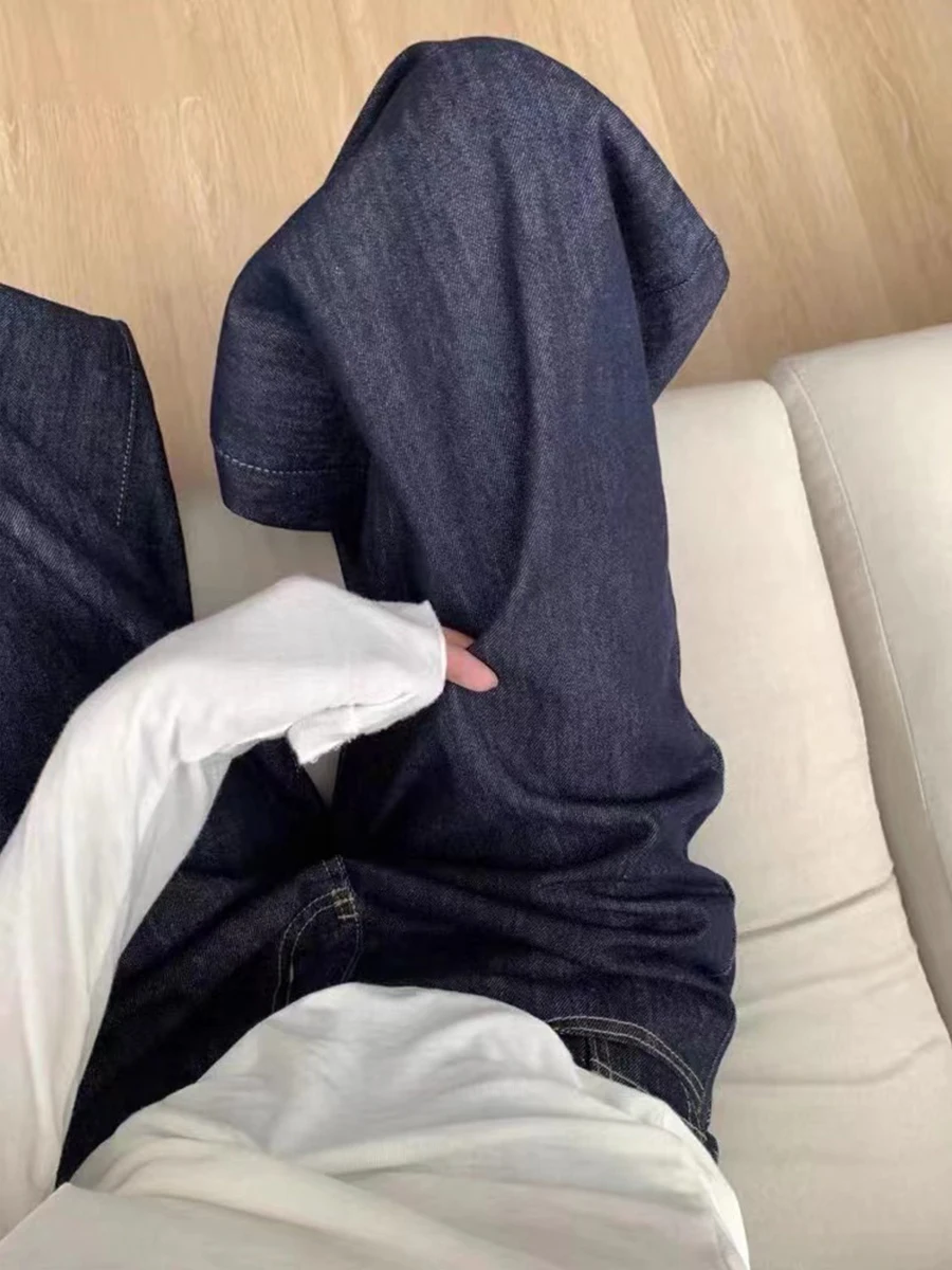 

plus Size American Sle High Waist Loose Women's Jeans Spring Autumn Straight Leg Floor-Length Pants Slimming Effect