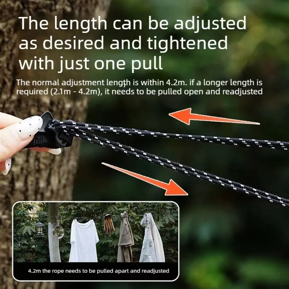 Windproof Travel Clothesline Retractable with 16 Clips Drying Line Compact Storage Adjustable Laundry Rope Hotel Laundry