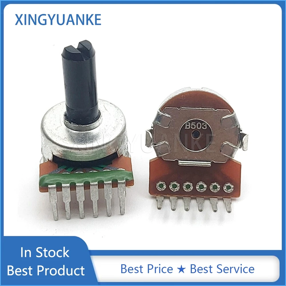 5PCS 161 Type Vertical Double B10K B20K B50K B100K Audio Volume Rotary Potentiometer B103 B203 B503 B104 6-Pin Shaft Length 15MM