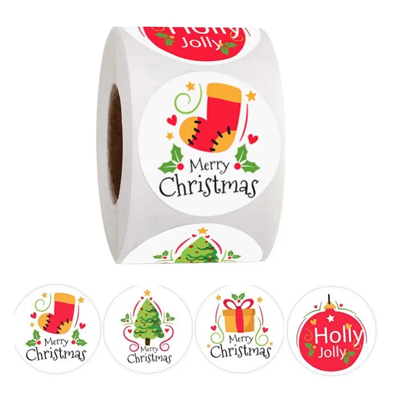 Pegatinas enrollables navideñas, pegatinas bonitas de Feliz Navidad, decoración para fiestas y festivales, etiquetas de sellado de sobres, paquete pequeño de pegatinas de dibujos animados