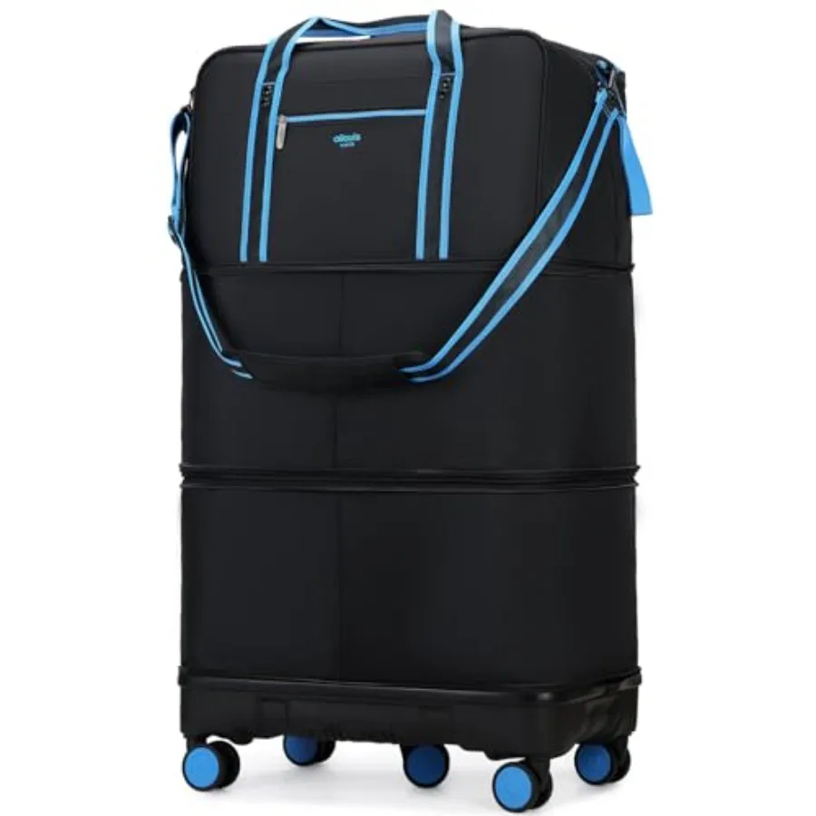 Rolling Duffle Bag with Detachable Wheels, Large Capacity Expandable Foldable Suitcase for Travel, Collapsible Luggage Carry on