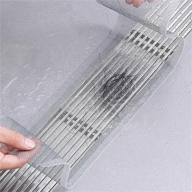 10/5/4m Cutable Shower Drain Hair Catcher Self-Adhesive Floor Drain Stickers Disposable Mesh Sink Strainer Filter For Bathroom