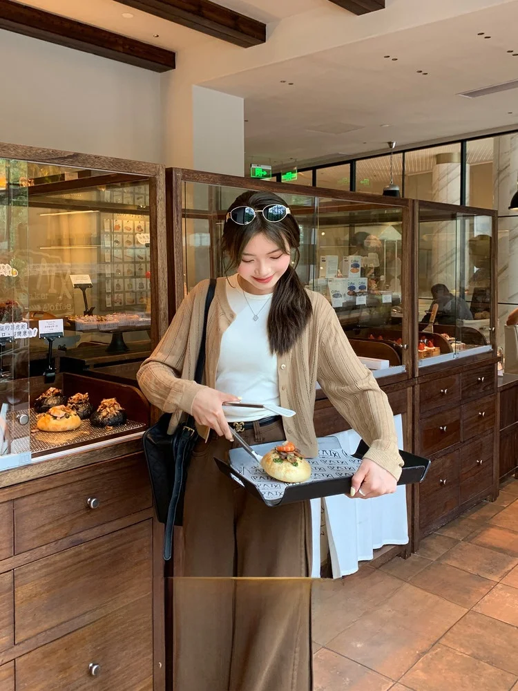 

Women's Long Sve Open Cardigan Sweater Versatile Autumn Top Small Size Design Sensation Comfortable Fit round Ne Single ...