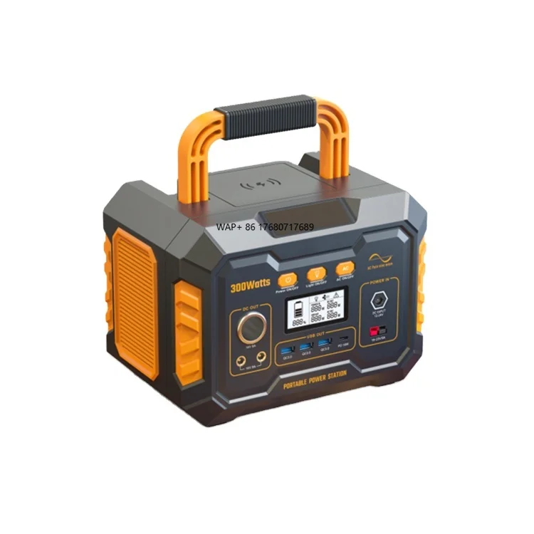 Portable 300Wh 120V LiFePO4 Battery Light Emitting Diode Lighting 5 AC Socket 2.7H Fully Rechargeable Home Car European