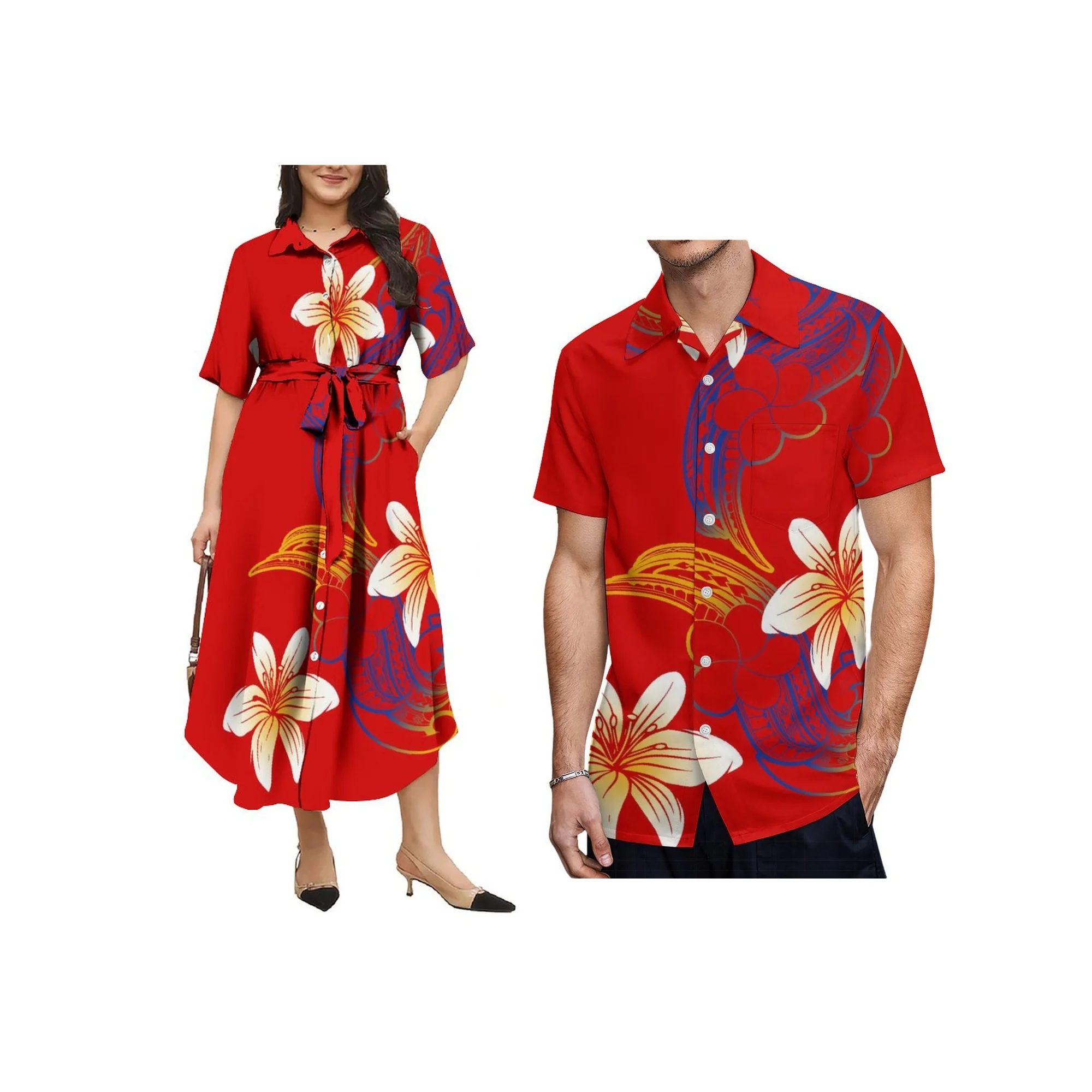 جودة عالية بالجملة شعار مخصص ساموا بولينيزيا القبلية زر قمصان فستان الصيف السيدات ماكسي لونغ بيتش فستان الحفلة الراقصة