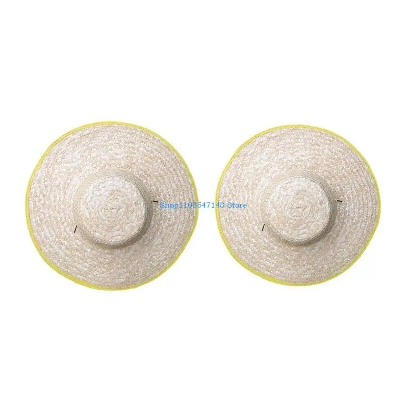 

P88B Comfortable Straw Hat with Adjustable Chin Strap and Printed Fabric for Sun Protections Indoor Outdoor Traveling Camping