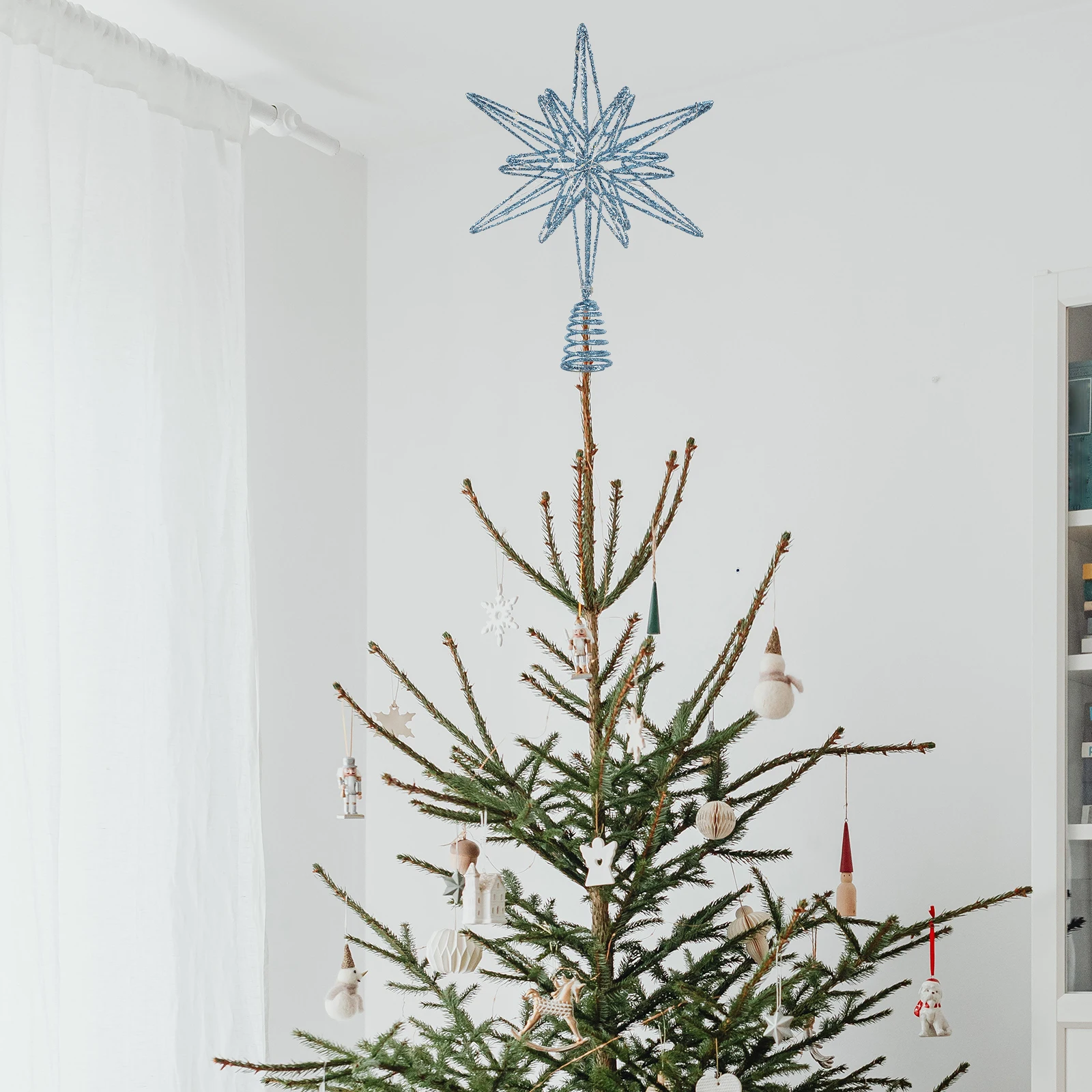 

Elegant Christmas Tree Topper Star with 30 LED - Shiny Iron Tree Top Ornament - Festive Lighted Decor for Holiday Indoor Outdoor