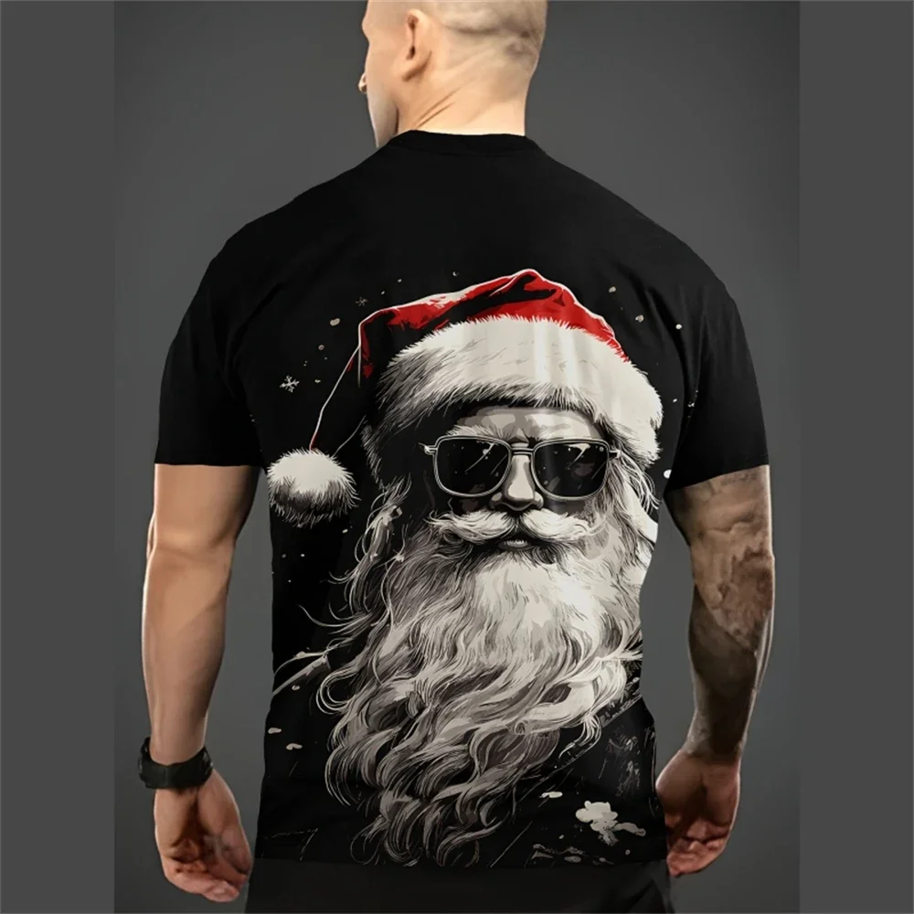 2025 سانتا كلوز ثلاثية الأبعاد طباعة تي شيرت رجالي موضة عيد الميلاد تي شيرت الرجال عادية كم قصير بلايز المتضخم تيز الهيب هوب الشارع الشهير #4
