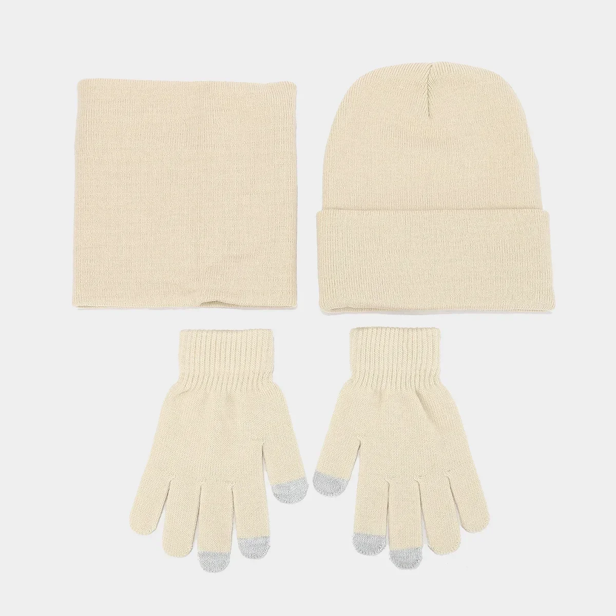 

Winter Hat Scarf Gloves Set for Large Head Size - Warm Knit Beanie Neck Warmer MittensThick Thermal 3-Piece Set for Cold Weather