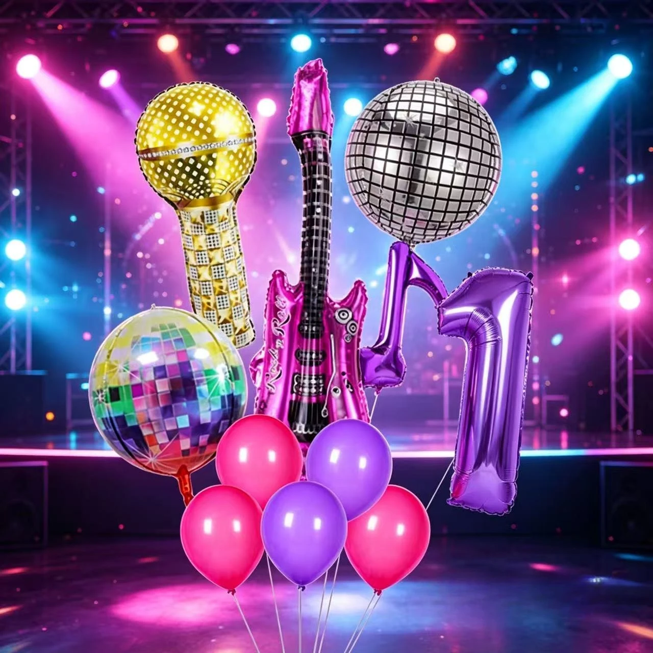 K-Pop Disco-Musik Luftballons in Rosa, Lila und Silber für Disco-Musik-Events, Fan-Treffen und Geburtstagsfeiern